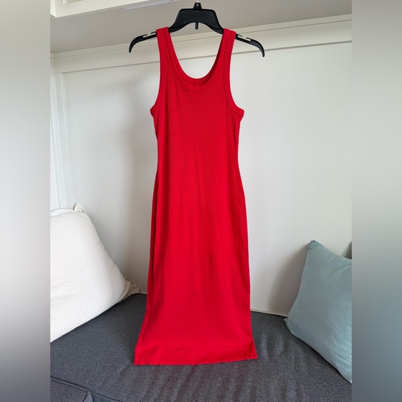 Everlane Ribbed Red Sleeveless Tank Midi Dress Size XSmall - Picture 9 of 14